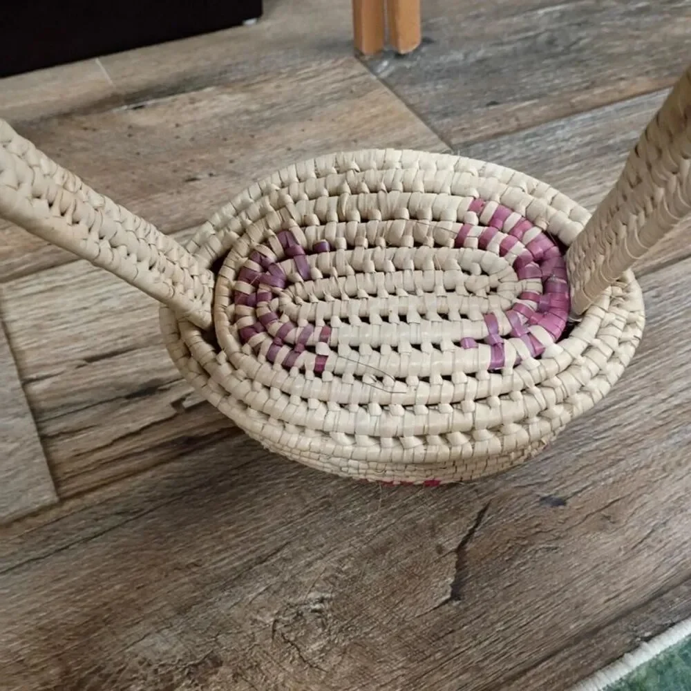 Hand Woven Basket with Handle Country Farmhouse Decor